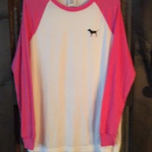 Pink Victoria’s Secret baseball shirt. New but washed never worn. Sz sm